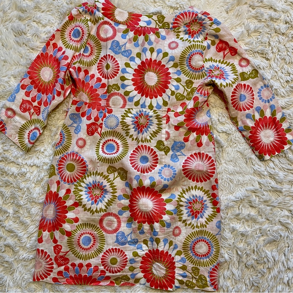 Boden Floral Cotton Linen Blend Midi Dress Kaftan Boho Summer Casual Size 10P - Picture 7 of 9
